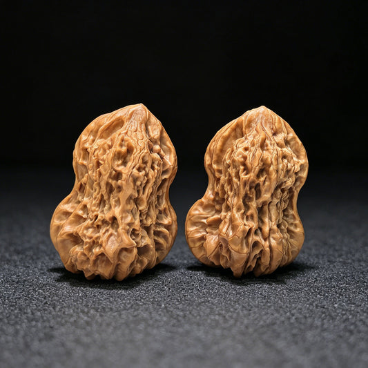 "Flaschenkürbis des Glücks und Wohlstands" (Fulu Hulu) Gelehrten-Walnuss-Paar | 38,0mm x 39,0mm | Elite Biomorph Silhouette | Singularitäten-Meisterwerk | Lager-ID: FLHL-02