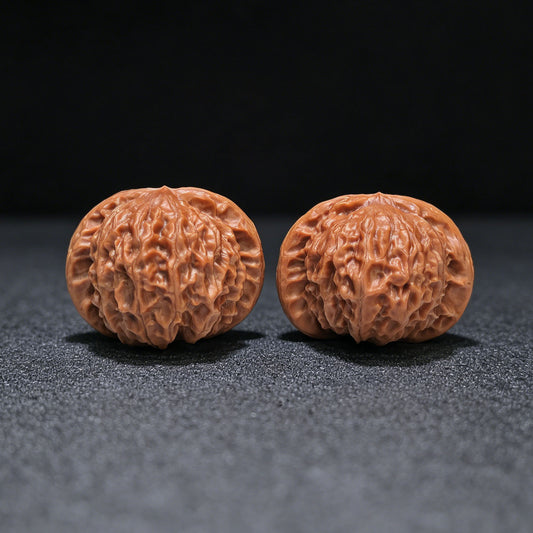 "Official Seal Porcelain Doll" Guanyin Ciwawawa Hybrid Low-Profile Wenwan Walnuts Pair | 43.0mm x 40.0mm | GY-1551C