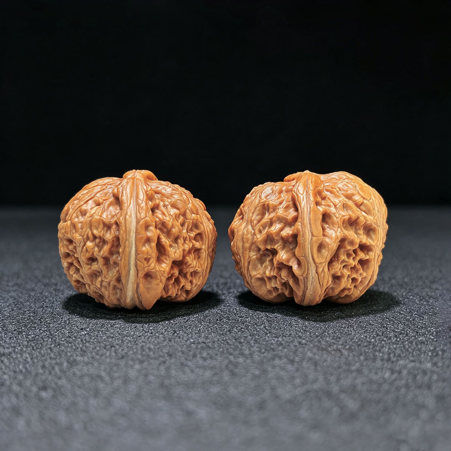 "Meteorite Ingot" Yinshi Yuanbao Pocket Low-Profile Wenwan Walnuts Pair | 36.0mm x 38.0mm | YSYB-1103