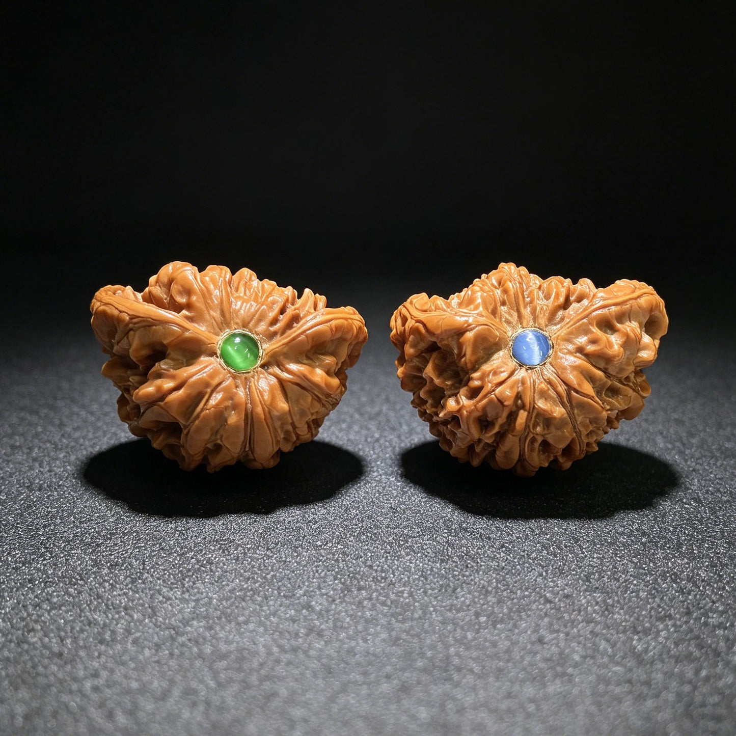 "Official Hat Snake Head" Guanmao Shetiao Inlaid Wenwan Walnuts Pair | 43.0mm x 34.0mm | GMSXQ-01SY