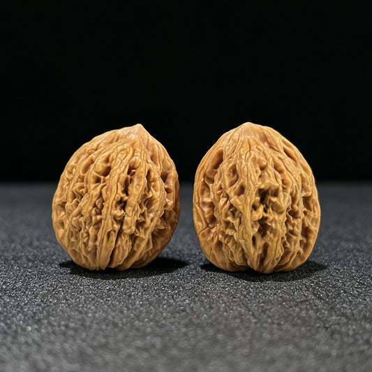 Mai Sui Hu Tou (Wheat Ear Tiger Head) Scholar Walnuts Pair | 33.0mm x 33.0mm | Stock ID: MSHT-1003