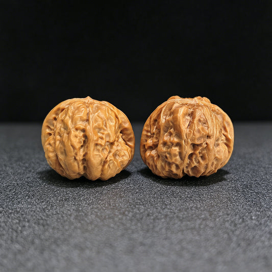 "Crystal Frog" Shuijingwa Low-Profile Wenwan Walnuts Pair | 36.0mm x 36.0mm | W-1402
