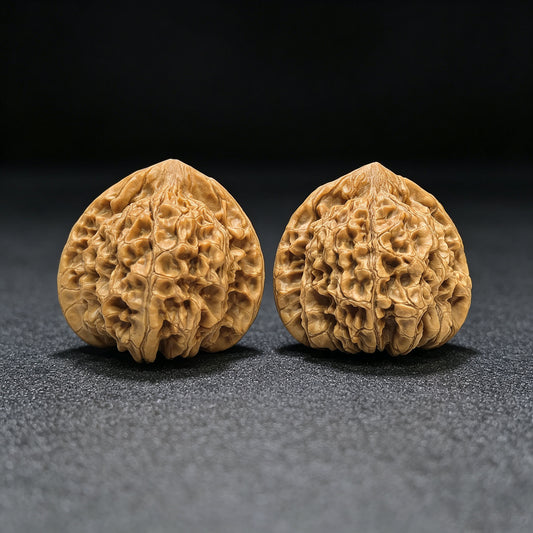 "Peach-Heart Concave Base Kylin" Taoxin Aodi Qilinwen Low-Profile Wenwan Walnuts Pair | 48.0mm x 43.0mm | TXADQLW-1501C