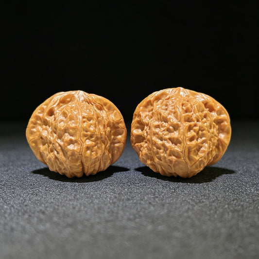 "Pumpkin Block / Stool" Nanguadun NGD-1110 Low-Profile Wenwan Walnuts Pair | 41.0mm x 44.0mm | NGD-1110