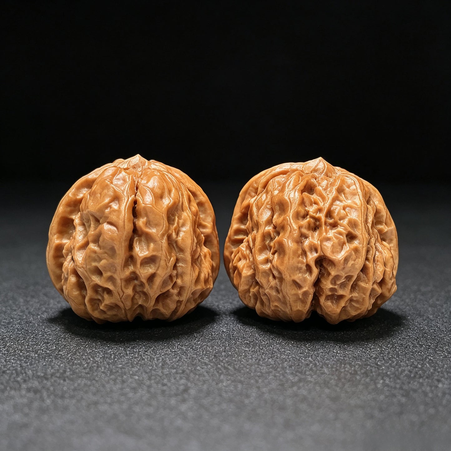 "Toad Head" (Ha Ma Tou) Scholar Walnuts Pair | 38.0mm x 42.0mm | Deep-Belly Low-Profile Stance | S+ Grade | Stock ID: HMT-1505C