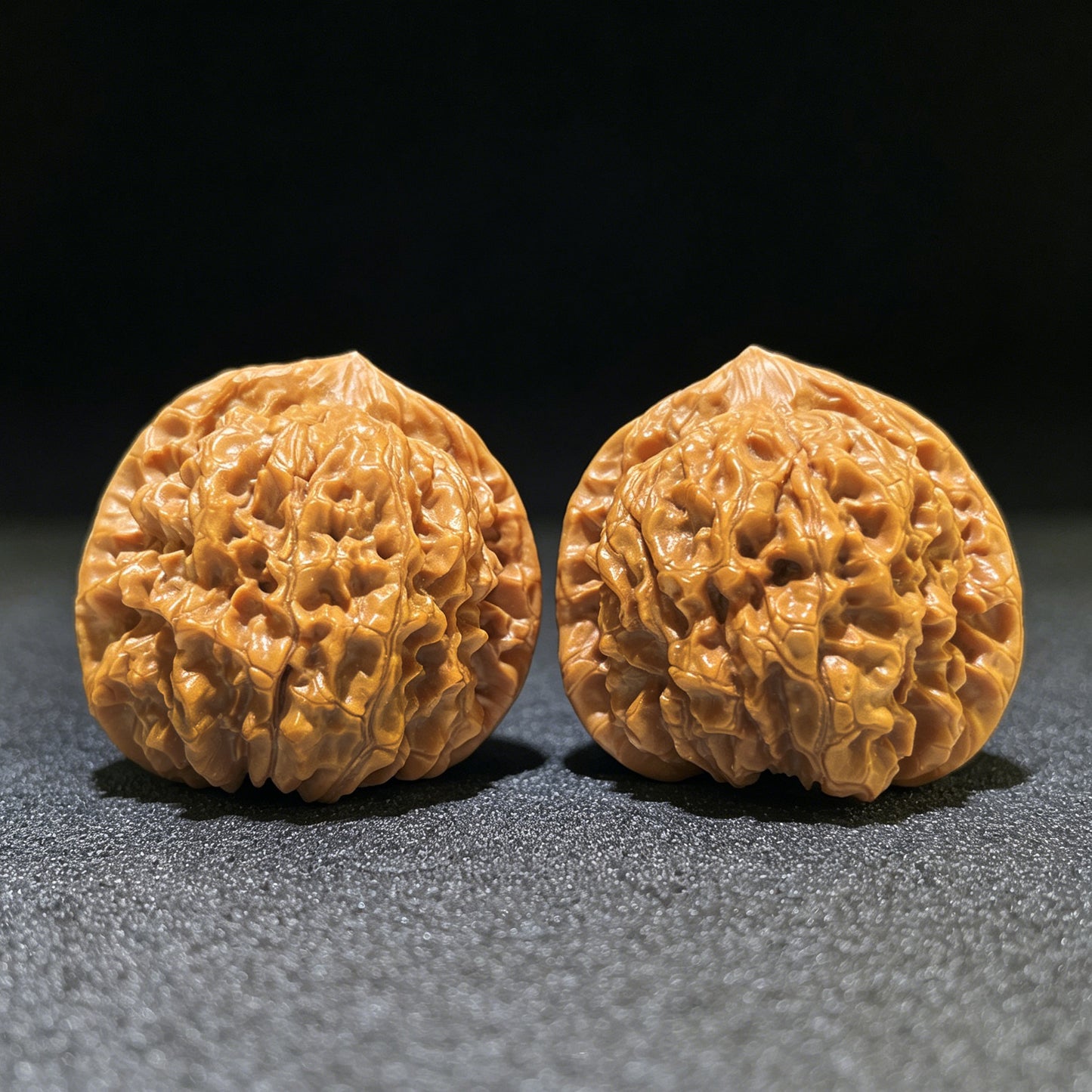 Guanmao Lion Head (Official Hat Lineage) Scholar Walnuts Pair | 46.0mm x 40.0mm | Stock ID: GM-1101