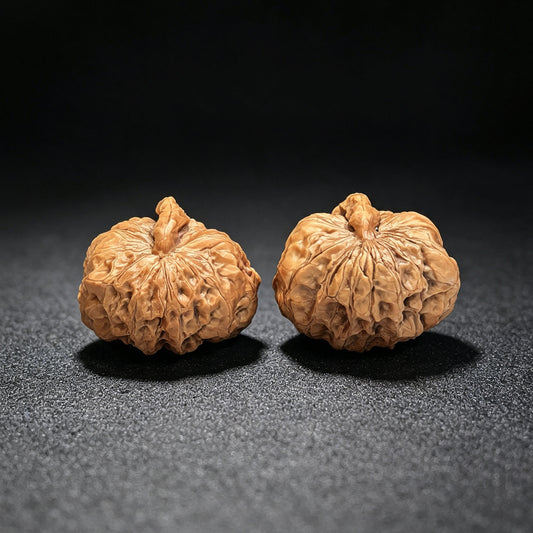 "Squatting Toad Smooth Sailing" (Wa Yifan / Hama Dun) Scholar Walnuts Pair | 33.0mm x 36.0mm | Deep-Belly Pocket Stance | Collector Grade E | Stock ID: WFN-SY1B5