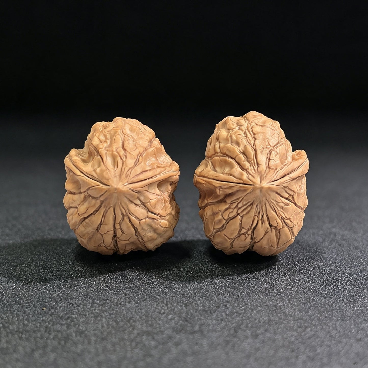 "Tortoise-Shell Half-Wall Turtle-Back" (Gui Jia Wen Ban Bi Gui Bei) Scholar Walnuts Pair | Same-Fruit Biological Twin Pair | 30.0mm x 36.0mm | Collector Grade E | Stock ID: GJWGB-SY1B3