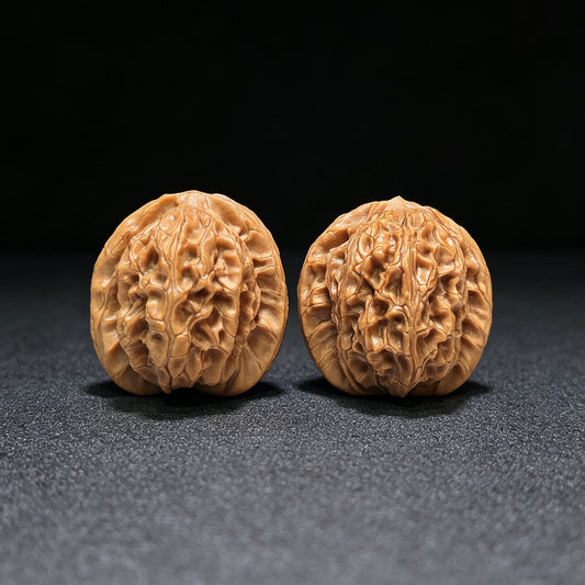 "Mini Nuwa Stone" Xiuzhen Nüwashi XZNWS-1601 Low-Profile Pocket Wenwan Walnuts Pair | 32.0mm x 31.0mm | XZNWS-1601
