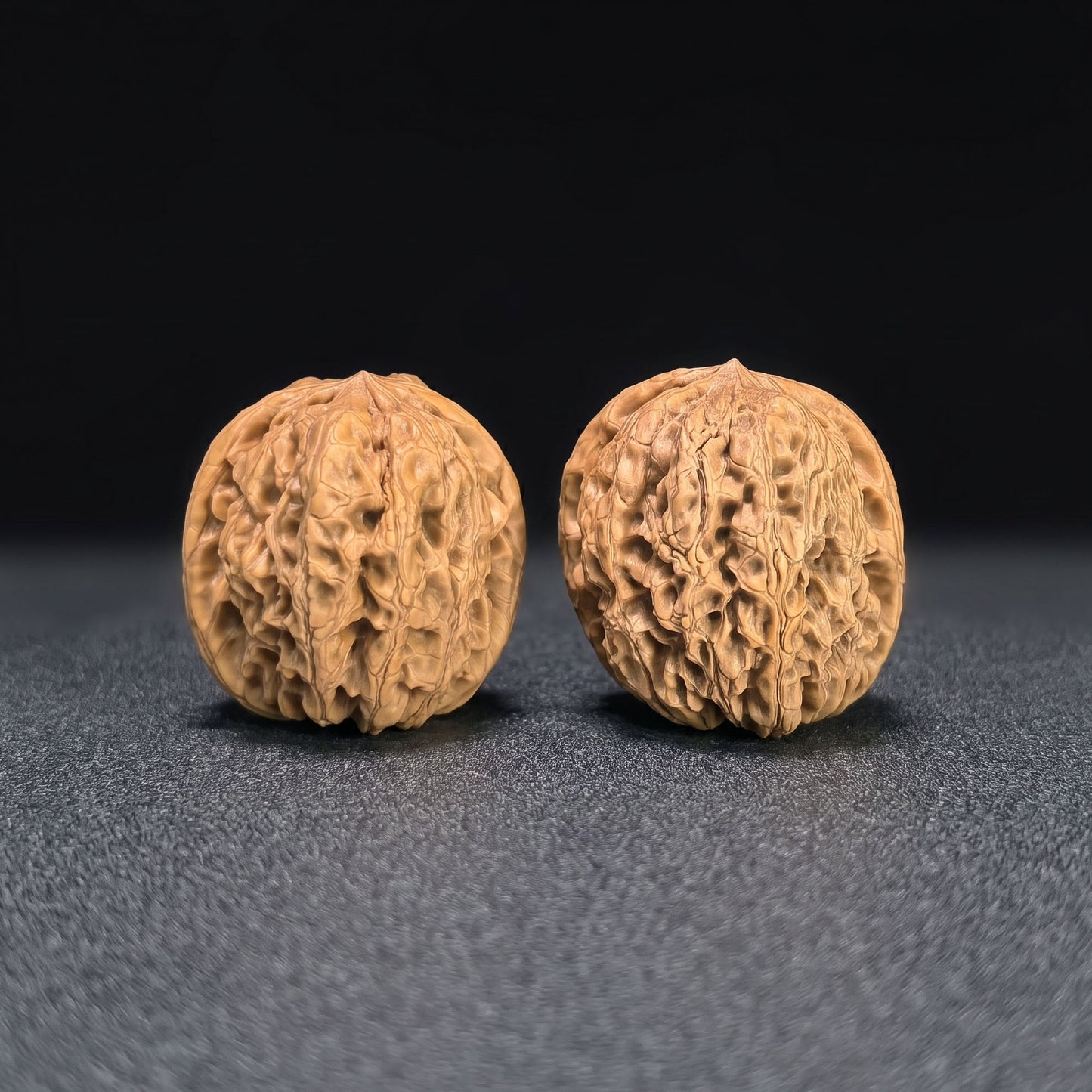 "Rain Flower Stone" Yuhuashi YHS-1106 Low-Profile Wenwan Walnuts Pair | 34.0mm x 34.0mm | YHS-1106