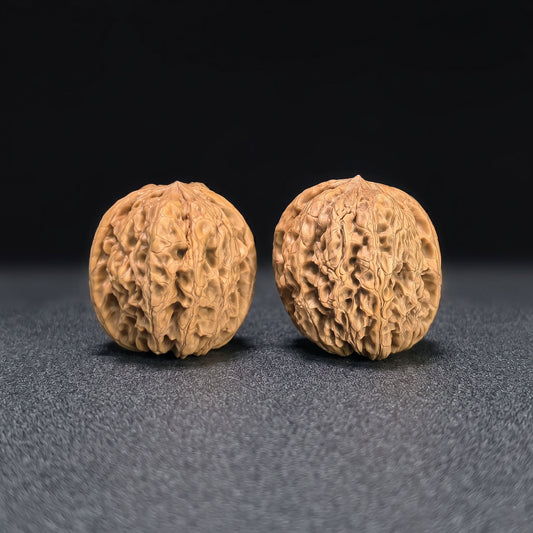 "Rain Flower Stone" Yuhuashi YHS-1106 Low-Profile Wenwan Walnuts Pair | 34.0mm x 34.0mm | YHS-1106
