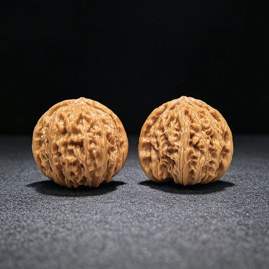 "Triangular Spherical White Lion" Sanjiao Qiuxing Baishizi Low-Profile Wenwan Walnuts Pair | 40.0mm x 40.0mm | BSJ-1502C