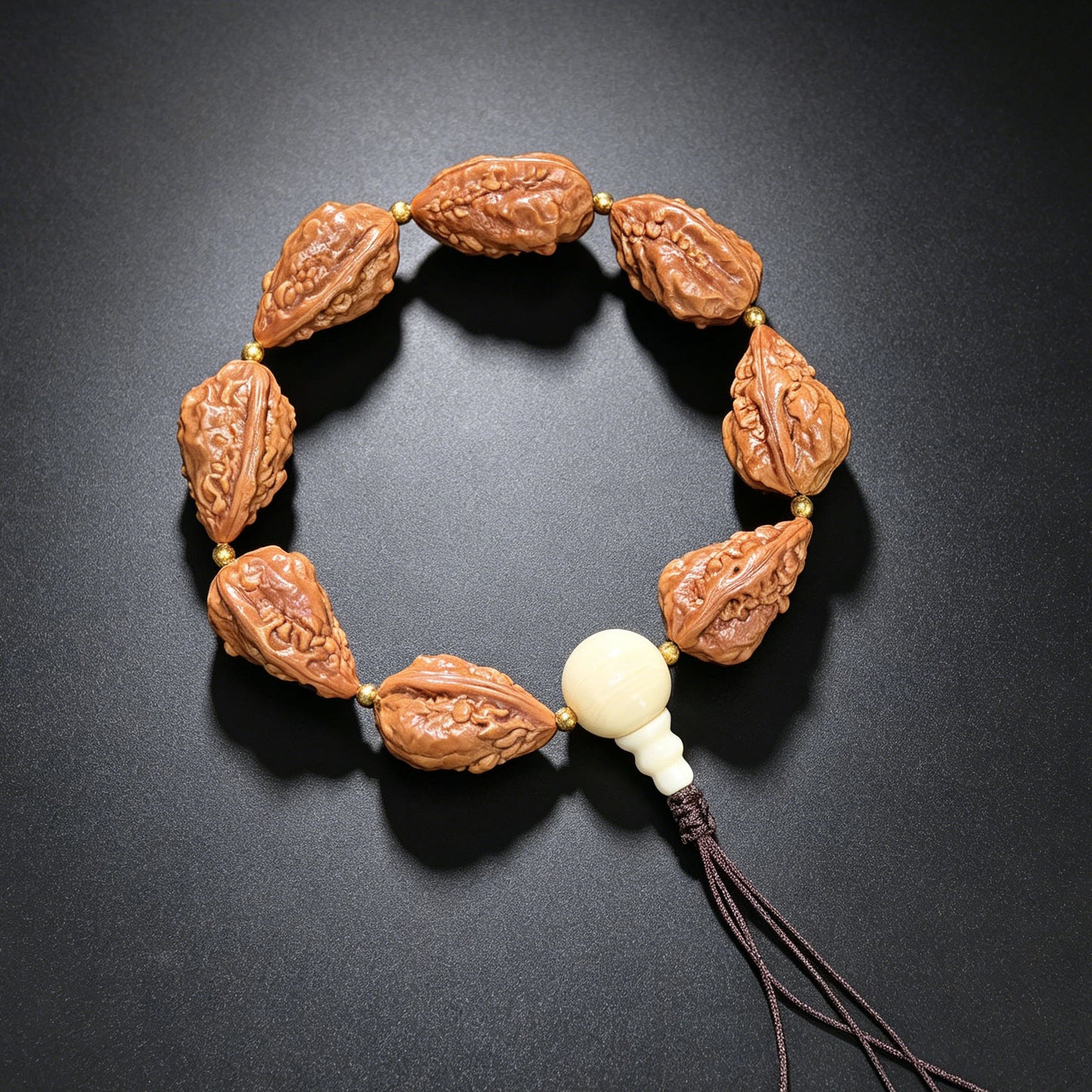 The Royal "Kylin Horn Embroidered Shoe" Qilin Jiao Hand-String (Ivory Nut Edition) | 19mm x 7-Piece | QLJSC-402E