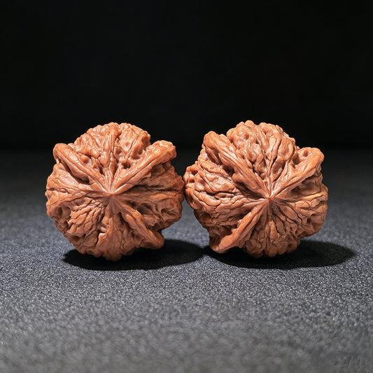 Collector-Grade "Yuhua Stone" (Rain Flower) Trident Three-Ridge Pair | 39.0mm x 38.0mm | YHSSN-1202E