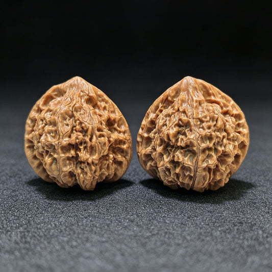Großer offizieller Hut, Pfirsichherz, konkave Basis, Daguanmao Taoxin Aodi Wenwan Walnusspaar | 50,0 mm x 43,0 mm | ADDGM-1101