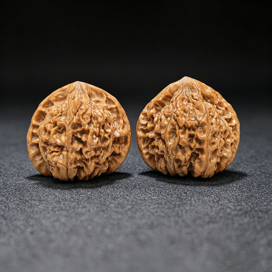 "Peach-Heart Concave Base Kylin" Taoxin Aodi Qilinwen Low-Profile Wenwan Walnuts Pair | 52.0mm x 44.0mm | TXADQLW-1502C