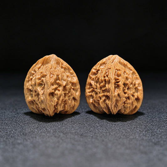"Triangular Red Lionhead" Sanjiao Hongshizi SJHSZ-1601 Low-Profile Wenwan Walnuts Pair | 38.0mm x 37.0mm | SJHSZ-1601