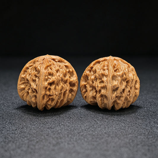 "Triangular Spherical White Lion" Sanjiao Qiuxing Baishizi Low-Profile Wenwan Walnuts Pair | 42.0mm x 44.0mm | BSJ-1501C