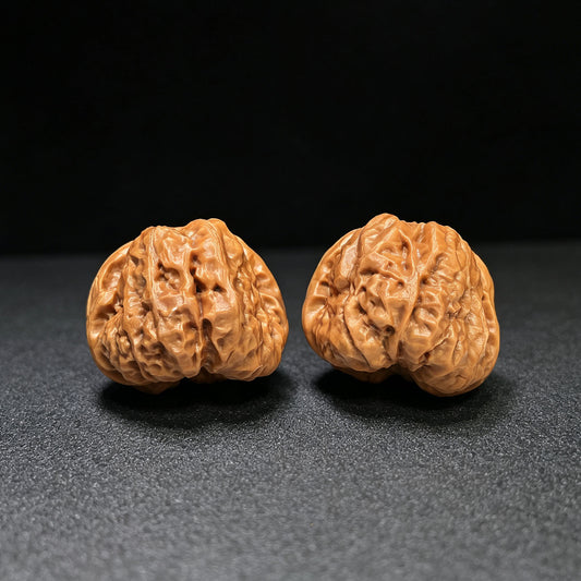 "Crystal Toad Frog" Chanchu Shuijingwa HMT-1503C Low-Profile Wenwan Walnuts Pair | 38.0mm x 40.0mm | HMT-1503C