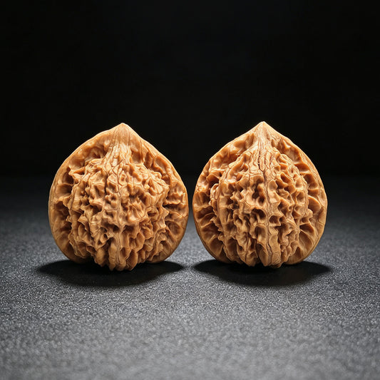 "Concave Base Peach Heart Qilin Texture" Aodi Taoxin Qilinwen BDTXQLW-17G9 Low-Profile Wenwan Walnuts Pair | 49.0mm x 41.0mm | BDTXQLW-17G9