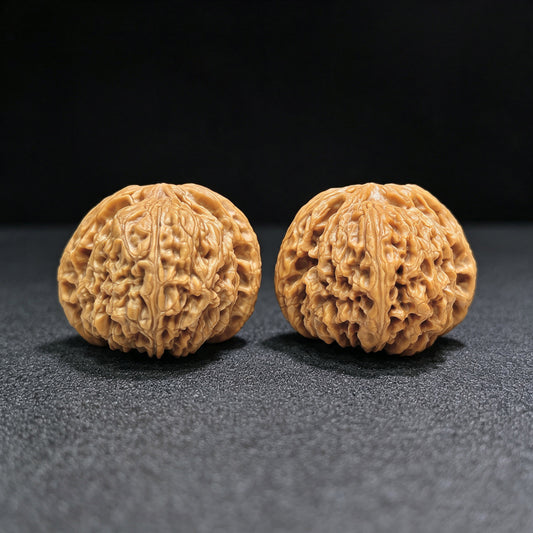 "Spherical Nanjiangshi Lionhead" Qiuxing Nanjiangshi NJS-1501C Low-Profile Wenwan Walnuts Pair | 44.0mm x 44.0mm | NJS-1501C