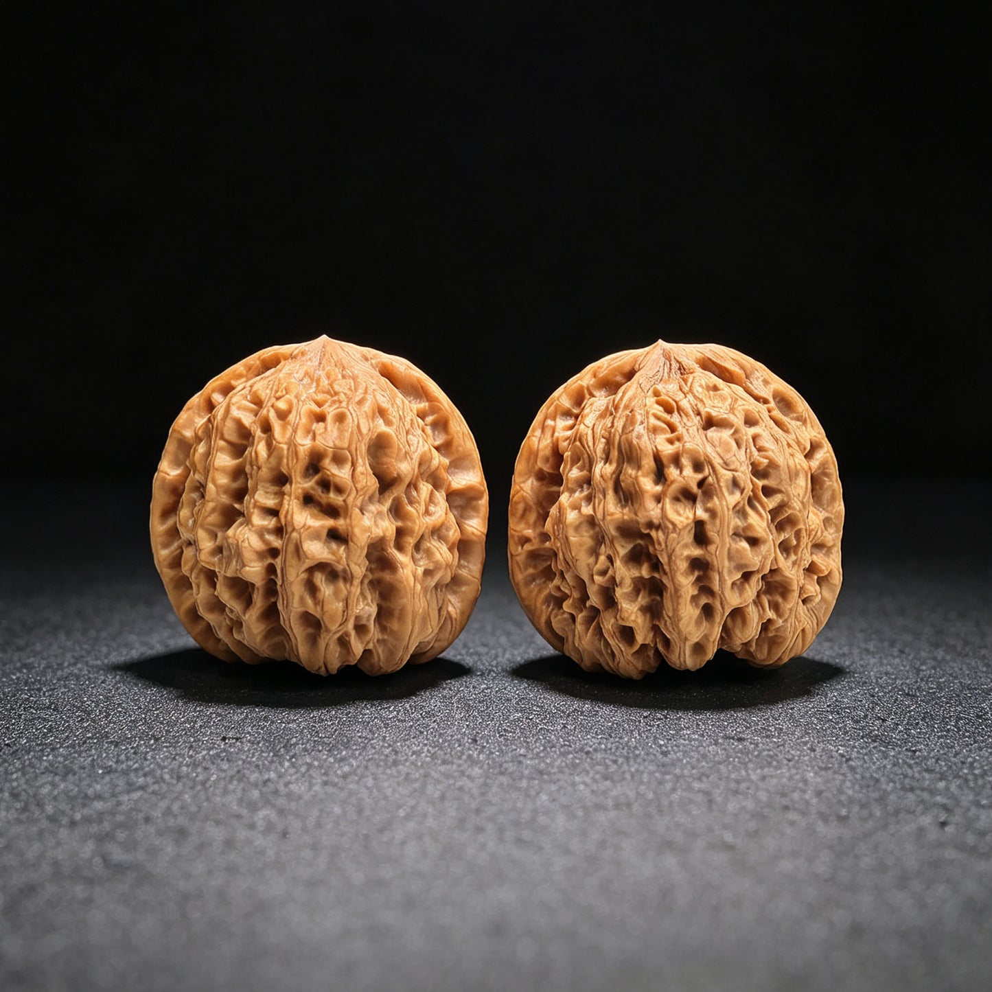 "Concave Base Rain Flower Stone" Concave Base Yuhuashi BDYHS-17A3C Low-Profile Wenwan Walnuts Pair | 35.0mm x 33.0mm | BDYHS-17A3C