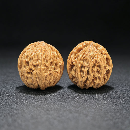 "Red Koi" Hongjinli Low-Profile Wenwan Walnuts Pair | 38.0mm x 39.0mm | HJL-1501C