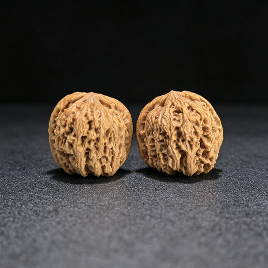 "Rain Flower Stone" Yuhuashi Low-Profile Wenwan Walnuts Pair | 34.0mm x 32.0mm | YHS-1103