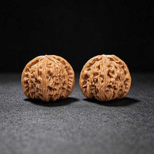 "Heart-Shaped Concave Base White Lion" Aodi Xinxing Baishizi Low-Profile Wenwan Walnuts Pair | 38.0mm x 37.0mm | BSJ-SY1F2