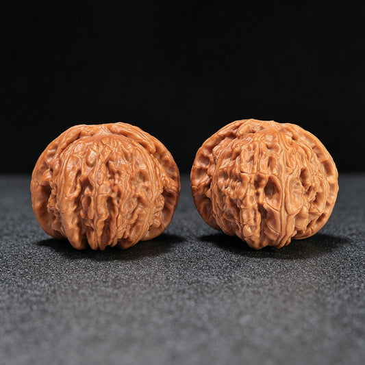 Low-Apex White Lion Head (Men Jian Bai Shi Zi) Scholar Walnuts Pair | Premium Select 45.0mm x 46.0mm | Classic Deep-Belly Format | Stock ID: BSJ-1303C