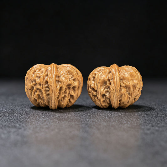"Gold Ingot" (Yuan Bao) Scholar Walnuts Pair | 38.0mm x 42.0mm | Deep-Belly Low-Profile Stance | Stock ID: YB-SY1C8