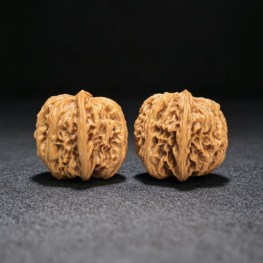 "Pinggu Square / Block" Pinggu Fangkuai PGFK-1502C Low-Profile Wenwan Walnuts Pair | 33.0mm x 39.0mm | PGFK-1502C