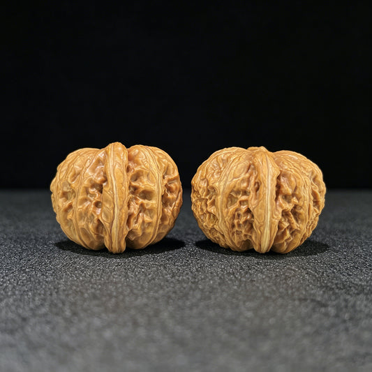 Pinggu Yuanbao (Gold Ingot) Scholar Walnuts Pair | 34.0mm x 37.0mm | Stock ID: PGYB-1104
