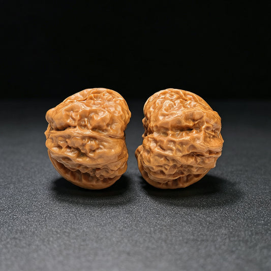 "Triangular Crystal Frog" Sanjiao Shuijingwa HMT-1502C Low-Profile Wenwan Walnuts Pair | 40.0mm x 41.0mm | HMT-1502C