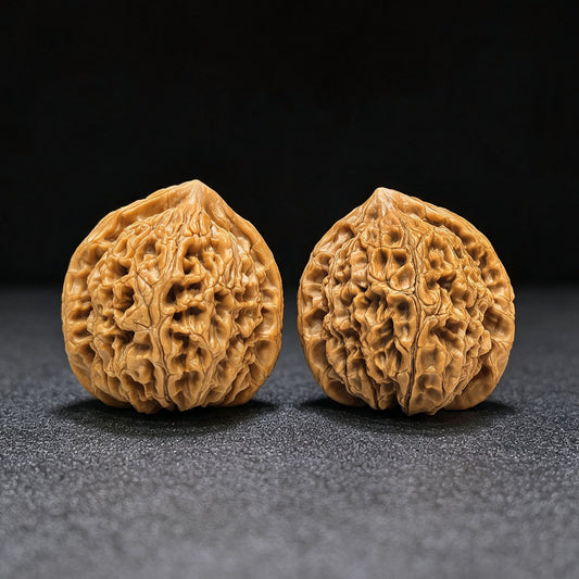 "Spherical Water Dragon Texture" Qiuxing Shuilongwen Low-Profile Wenwan Walnuts Pair | 37.0mm x 37.0mm | SLW-1503C