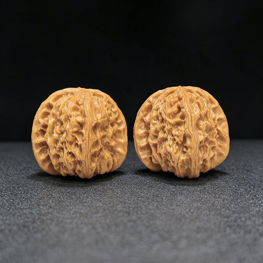 "Classic White Lion" Baishizi Low-Profile Wenwan Walnuts Pair | 39.0mm x 39.0mm | BSJ-1504C