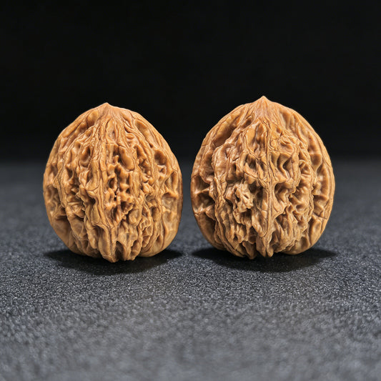 "Wheat Ear Tigerhead" Maisui Hutou MSHT-1402 Low-Profile Wenwan Walnuts Pair | 38.0mm x 36.0mm | MSHT-1402