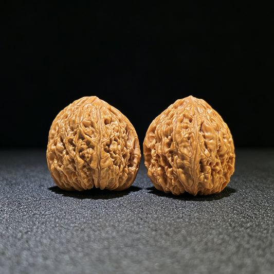 "Gelbwurz" Jianghuang Nanjiang Stone Wenwan Walnüsse Paar | 35.0mm x 35.0mm | JHNJS-1101