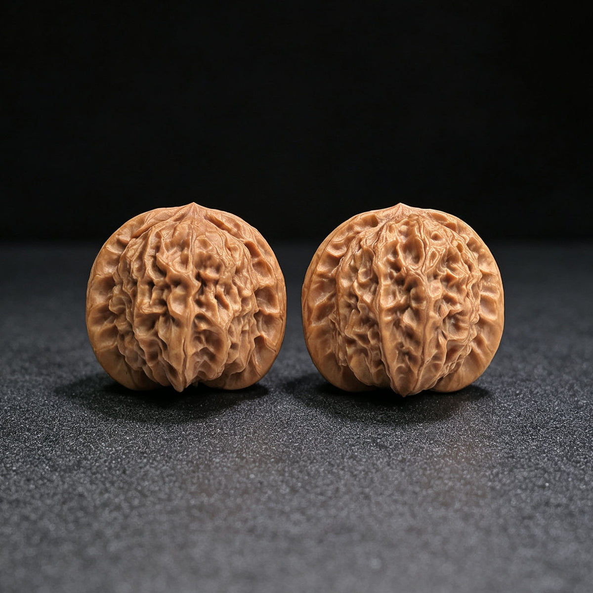 Round-Bodied Deep-Textured Porcelain Doll Wenwan Walnut Pair — 38.0mm x 38.0mm | CWW-17C1C