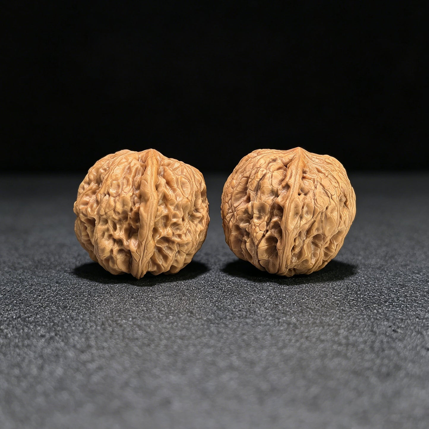 "Rain Flower Stone" Yuhuashi Hand-Twist Shou Nian Wenwan Walnuts (Pair) | 32.0mm x 33.0mm | Stock ID: YHS-1102