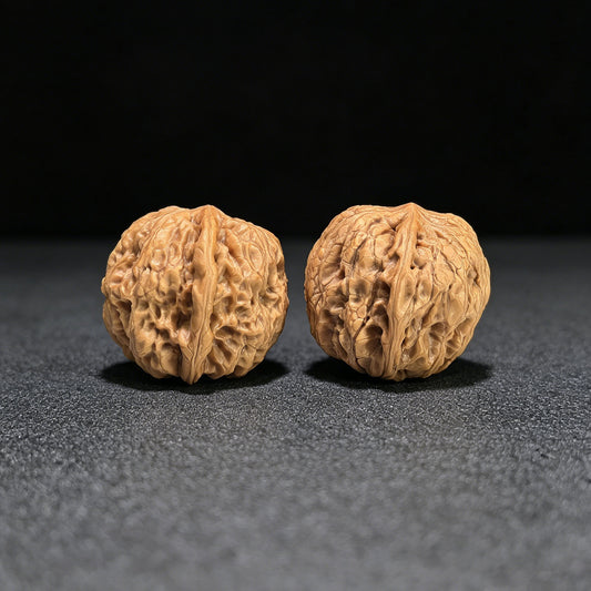 "Regenblumenstein" Yuhuashi Hand-Twist Shou Nian Wenwan Walnüsse (Paar) | 32.0mm x 33.0mm | Artikelnummer: YHS-1102