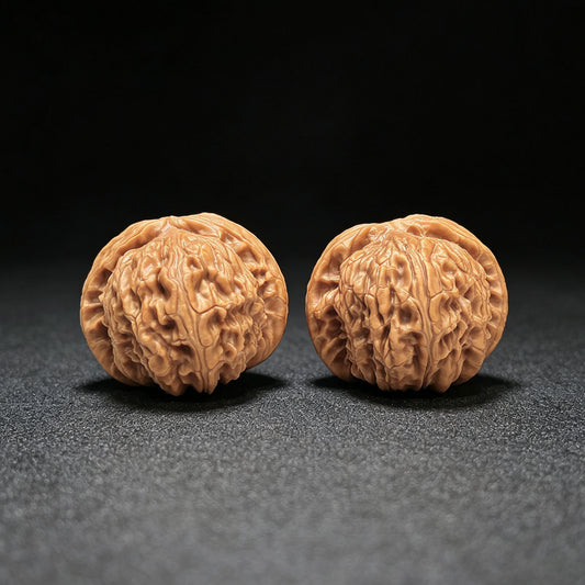 "Recessed Apex Spherical White Lion" Menjian Qiuxing Baishizi Low-Profile Wenwan Walnuts Pair | 39.0mm x 39.0mm | BSJ-1505C