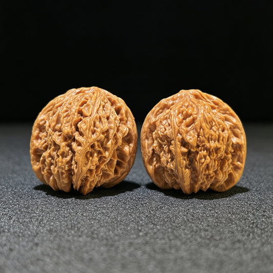 "Nanjiangshi Lionhead" Nanjiangshi NJS-1110 Low-Profile Wenwan Walnuts Pair | 39.0mm x 38.0mm | NJS-1110