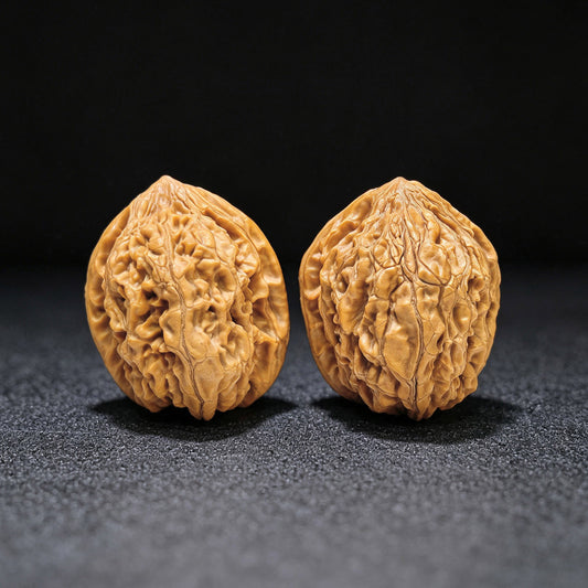 "Red Brocade Carp" Hong Jinli HJL-1601 Low-Profile Wenwan Walnuts Pair | 34.0mm x 38.0mm | HJL-1601