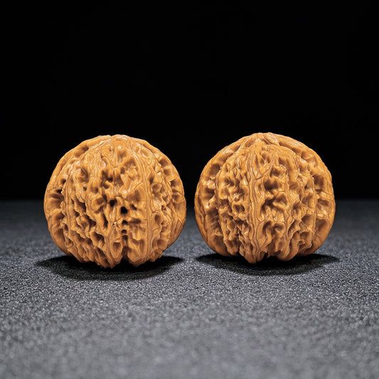 "Spherical White Lionhead" Qiuxing Baishizi QXBSJ-1507C Low-Profile Wenwan Walnuts Pair | 42.0mm x 42.0mm | QXBSJ-1507C