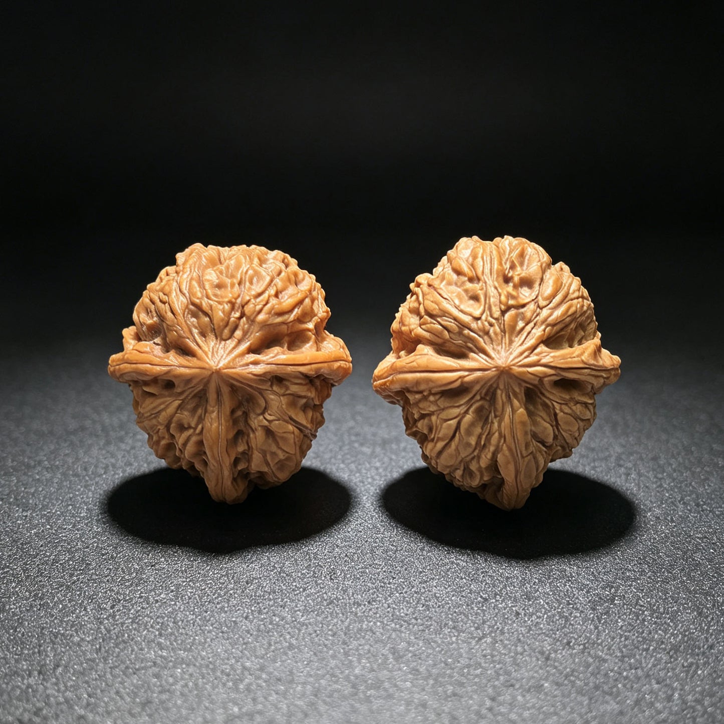 "Rainflower Stone Three-Ribbed" Yuhuashi Sanleng Multi-Ribbed Wenwan Walnuts Pair | 31.0mm x 34.0mm | YHSSN-C222E