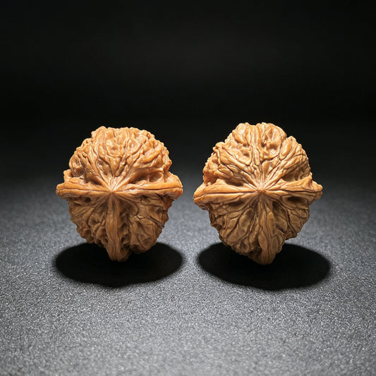 "Regenblumenstein Dreirippig" Yuhuashi Sanleng Mehrrippige Wenwan Walnusspaar | 31,0mm x 34,0mm | YHSSN-C222E