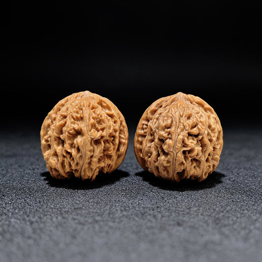 "Caterpillar Texture" Maomaochong MMC-1601 Low-Profile Wenwan Walnuts Pair | 34.0mm x 36.0mm | MMC-1601
