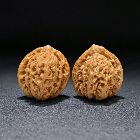 "Golden Noble" Jin Gongzi JGZ-1601 Low-Profile Wenwan Walnuts Pair | 40.0mm x 39.0mm | JGZ-1601