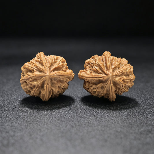 Kaiserliches Jadesiegel Dreiribben Yuxi Sanleng Mehrrippen-Wenwan-Walnusspaar | 34,0 mm x 37,0 mm | YSSN-C225E